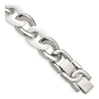 Stainless Steel Ceramic Curb Bracelet