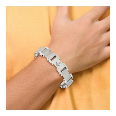 Men's Stainless Steel Cross Link Bracelet | Chisel – view 7