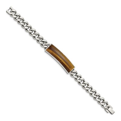 Stainless Steel Tiger's Eye ID Bracelet – view 4
