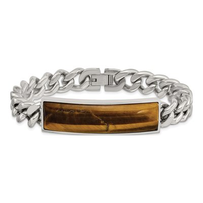 Stainless Steel Tiger's Eye ID Bracelet – view 5