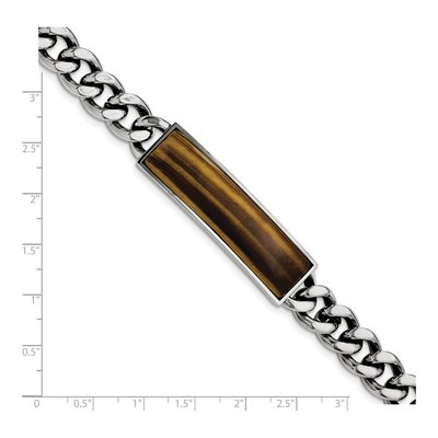 Stainless Steel Tiger's Eye ID Bracelet – view 6