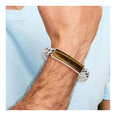Stainless Steel Tiger's Eye ID Bracelet – view 7