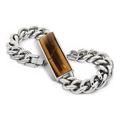 Stainless Steel Tiger's Eye ID Bracelet – view 8