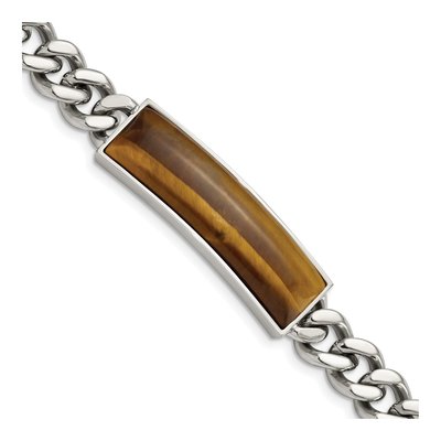 Stainless Steel Tiger's Eye ID Bracelet