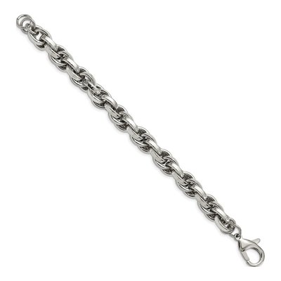 Men's Stainless Steel 10mm Oval Fancy Link Chain Bracelet – view 4