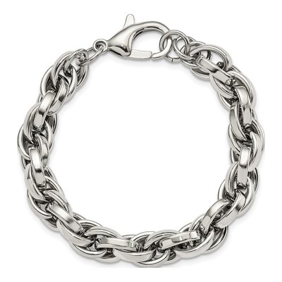 Men's Stainless Steel 10mm Oval Fancy Link Chain Bracelet – view 5