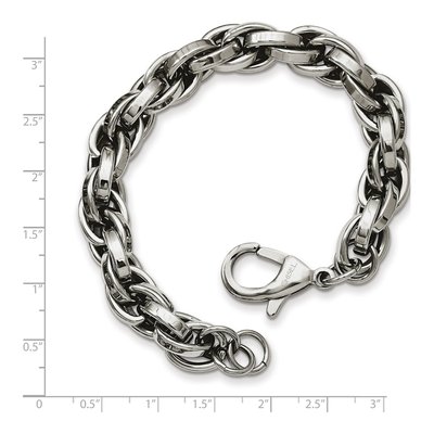Men's Stainless Steel 10mm Oval Fancy Link Chain Bracelet – view 6