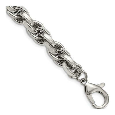 Men's Stainless Steel 10mm Oval Fancy Link Chain Bracelet