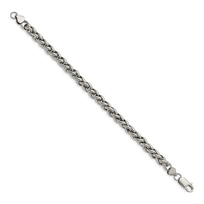 Men's Stainless Steel 6mm Wheat Fancy Link Chain Bracelet – view 4