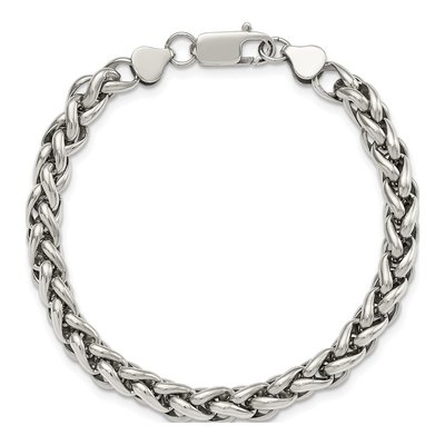 Men's Stainless Steel 6mm Wheat Fancy Link Chain Bracelet – view 5