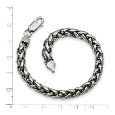 Men's Stainless Steel 6mm Wheat Fancy Link Chain Bracelet – view 6