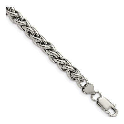 Men's Stainless Steel 6mm Wheat Fancy Link Chain Bracelet