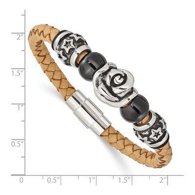 Black Stainless Steel Leather Bracelet – view 5