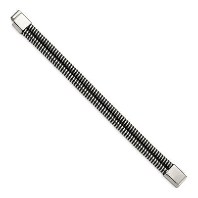 Stainless Steel Black Leather Bracelet – view 4