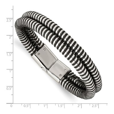Stainless Steel Black Leather Bracelet – view 5