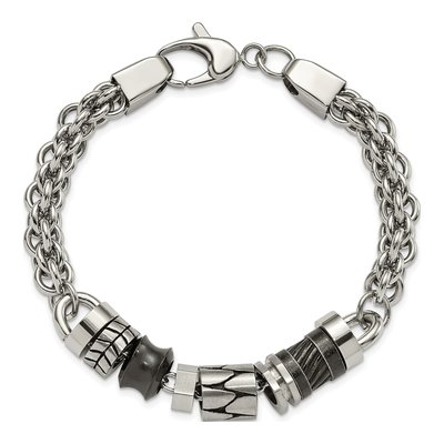 Black Stainless Steel Beaded Bracelet – view 6