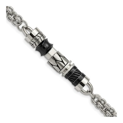 Black Stainless Steel Beaded Bracelet