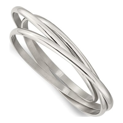Stainless Steel Set of 3 Bangle Bracelets