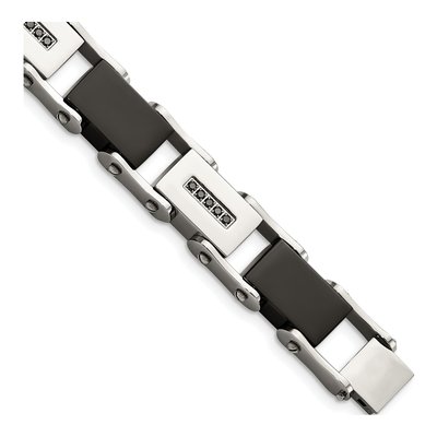 Black Stainless Steel 1/4 ct tw Diamond Bracelet