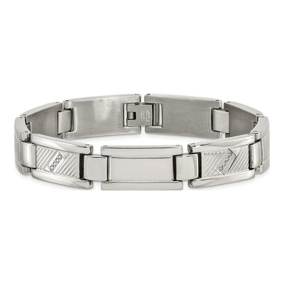 Stainless Steel 1/10 ct tw Diamond Textured Bracelet – view 5