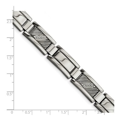 Stainless Steel 1/10 ct tw Diamond Textured Bracelet – view 6