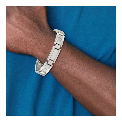 Stainless Steel 1/10 ct tw Diamond Textured Bracelet – view 7