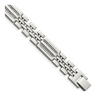 Stainless Steel 1/4 ct tw Diamond Link Bracelet