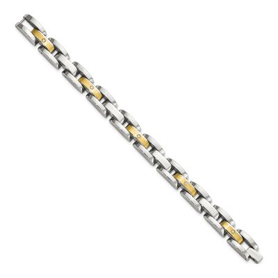 Stainless Steel & 14K Gold 1/10 ct tw Diamond Bracelet – view 4