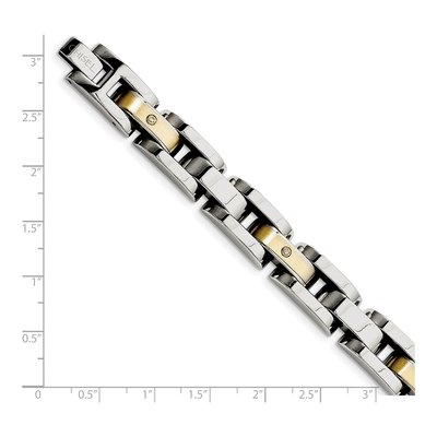 Stainless Steel & 14K Gold 1/10 ct tw Diamond Bracelet – view 6