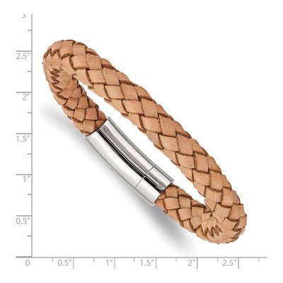 Men's Chisel Steel & Braided Leather Bracelet, 8.5in – view 5