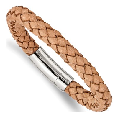 Stainless Steel Braided Leather Bracelet