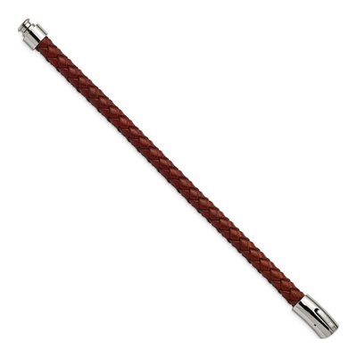 Stainless Steel Brown Leather Bracelet – view 4
