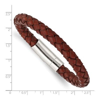 Stainless Steel Brown Leather Bracelet – view 5