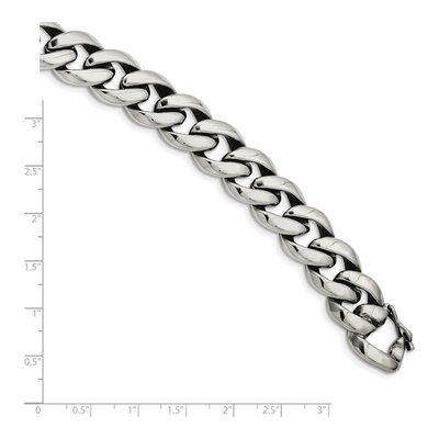 Men's Stainless Steel 14mm Curb Chain Bracelet – view 6