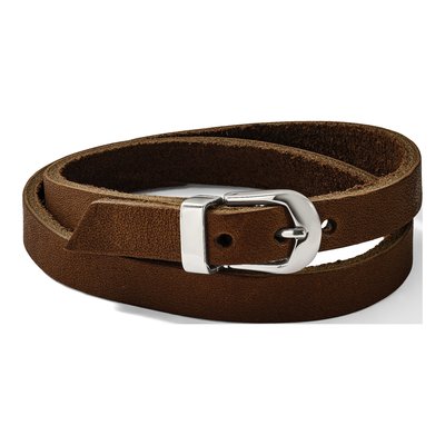 Stainless Steel Brown Leather Wrap Bracelet – view 6