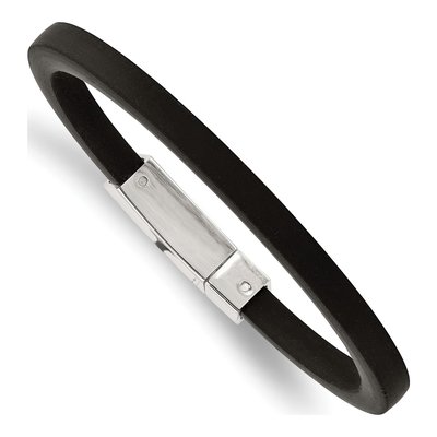Stainless Steel Black Rubber Bracelet