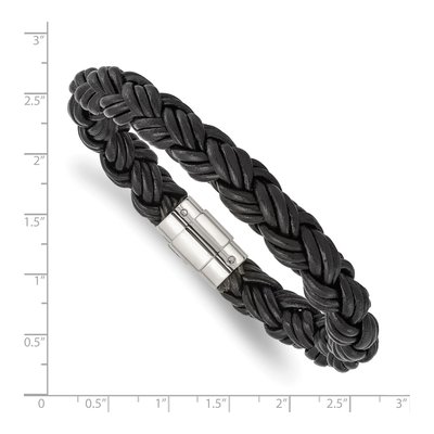 Stainless Steel Braided Leather Bracelet – view 5