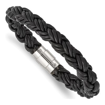Stainless Steel Braided Leather Bracelet