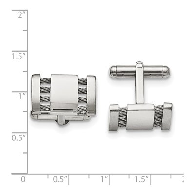 Men's Stainless Steel Brushed Cable Cufflinks – view 5