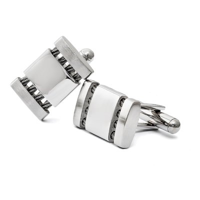 Men's Stainless Steel Brushed Cable Cufflinks – view 6