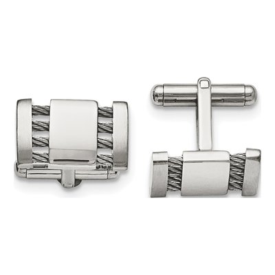 Men's Stainless Steel Brushed Cable Cufflinks