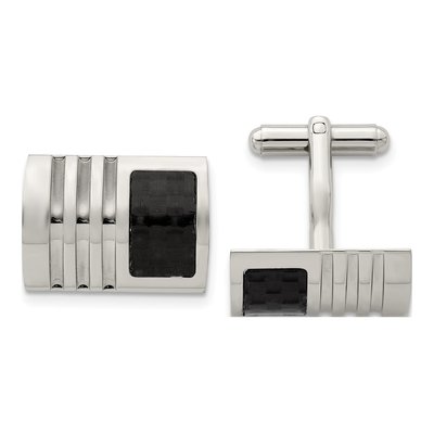Stainless Steel Black Carbon Fiber Cufflinks