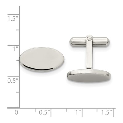 Stainless Steel Polished Oval Cufflinks – view 5