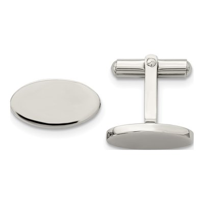 Stainless Steel Polished Oval Cufflinks