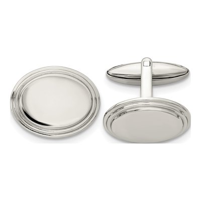 Men's Stainless Steel Oval Cufflinks