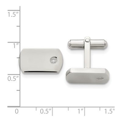 Stainless Steel Diamond Cufflinks – view 3