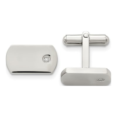 Stainless Steel Diamond Cufflinks