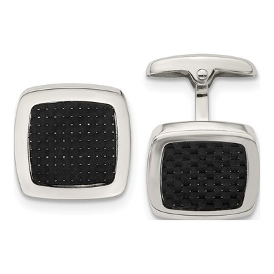 Men's Chisel Stainless Steel Carbon Fiber Cufflinks