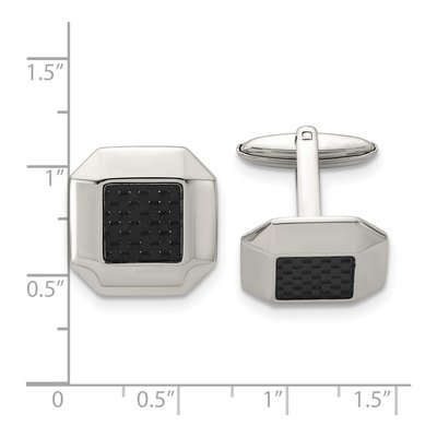 Stainless Steel Cufflinks w/ Carbon Fiber – view 5