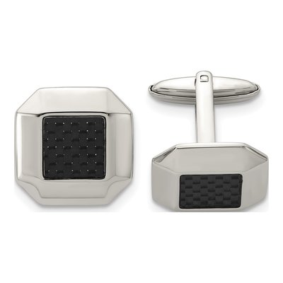 Stainless Steel Cufflinks w/ Carbon Fiber